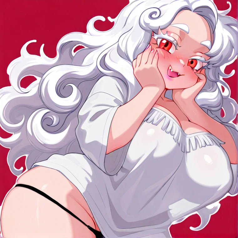 (solo) female anthro Lamia, long fluffy hair, fluffy hair, Lamia, (big breasts:1.9), attractive,naked, Lamia body, Lamia tail, thicc, freckles, freckles on face, smug eyes, (happy expression , moaning with open mouth and tongue out viseble saliva),lying down, pov from front and above, violet background, simple background, (skin black)