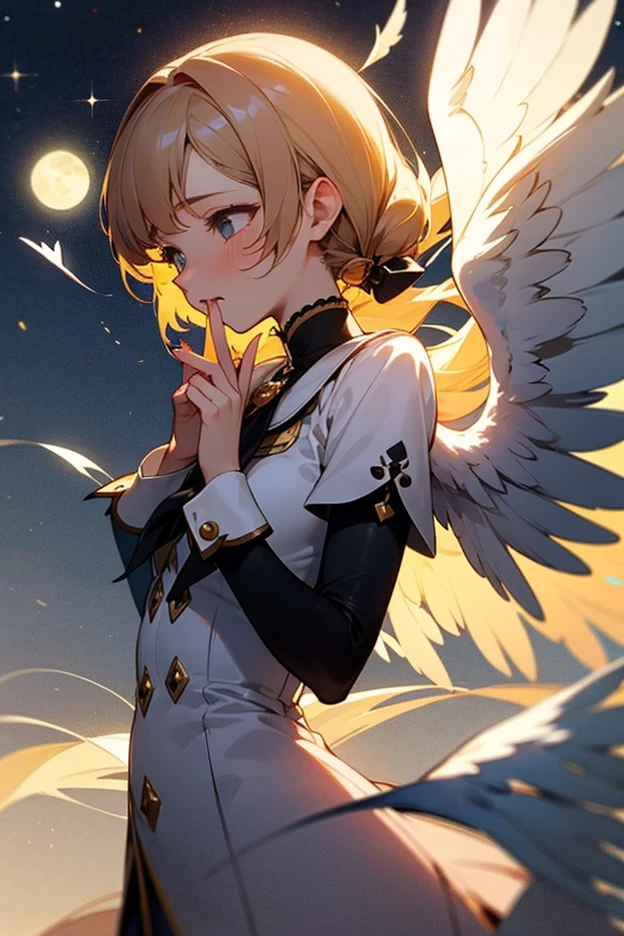 A woman hugging one with an injured wing
