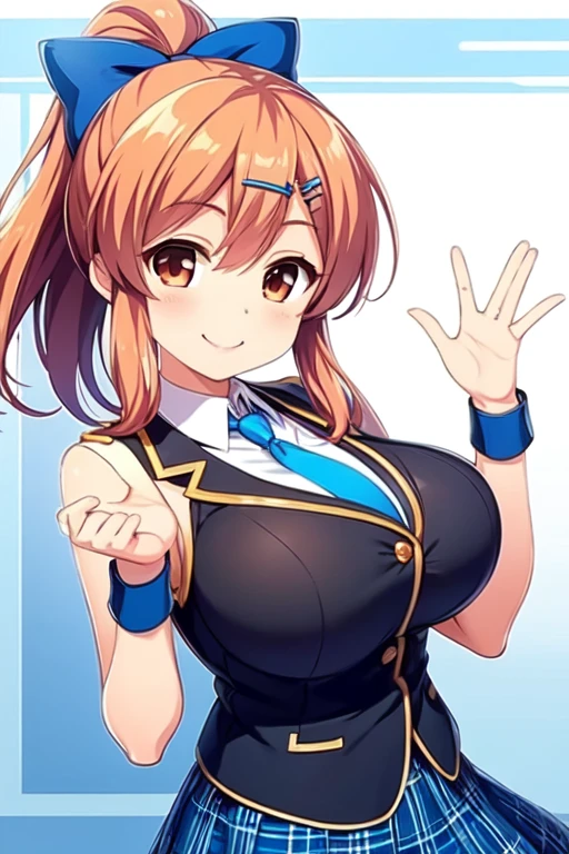 Photo taken in a school classroom during the day,whole body,Portrait of Goldie_(Flat Chest:0.3), Masterpiece: 、Big Breasts、Cleavage、Yellow Bikini