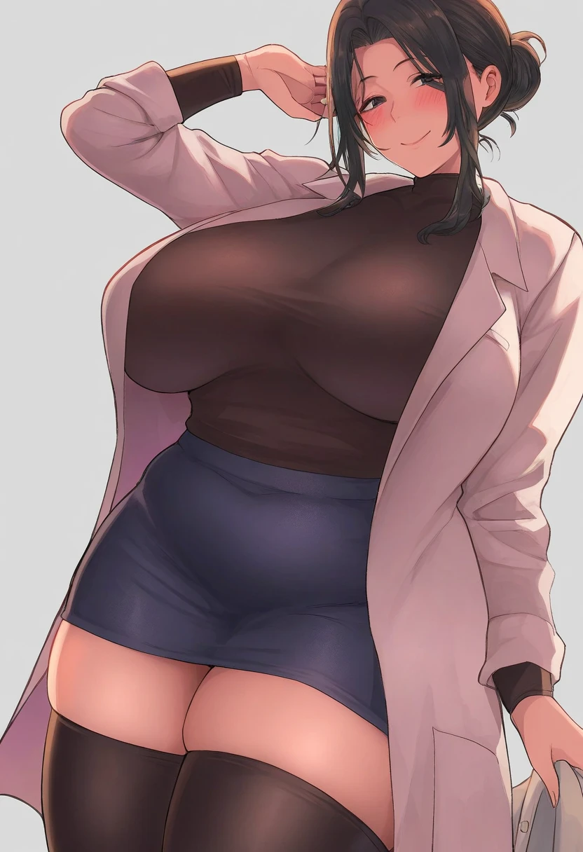 high quality,8K,High resolution,(nsfw:1.4),front view,Japanese women,((women with huge big penis,futanari,Futanari,Male genitalia erect to navel level,Large testicles)),1 Embarrassed expression,Very Short Hair,Beautiful Skin,(Shaved),(thick and plump thighs),Realistic texture,Muchimuchi,,((Very large breasts:1.8)),Tight nipples,Zoom out,,Narrow waist,Muscular body,Naked with a beige trench coat,Lifting his coat to show his dick,necklace,bracelet,Earrings,Thigh-high boots,(Downtown Tokyo,Passersby in suits)