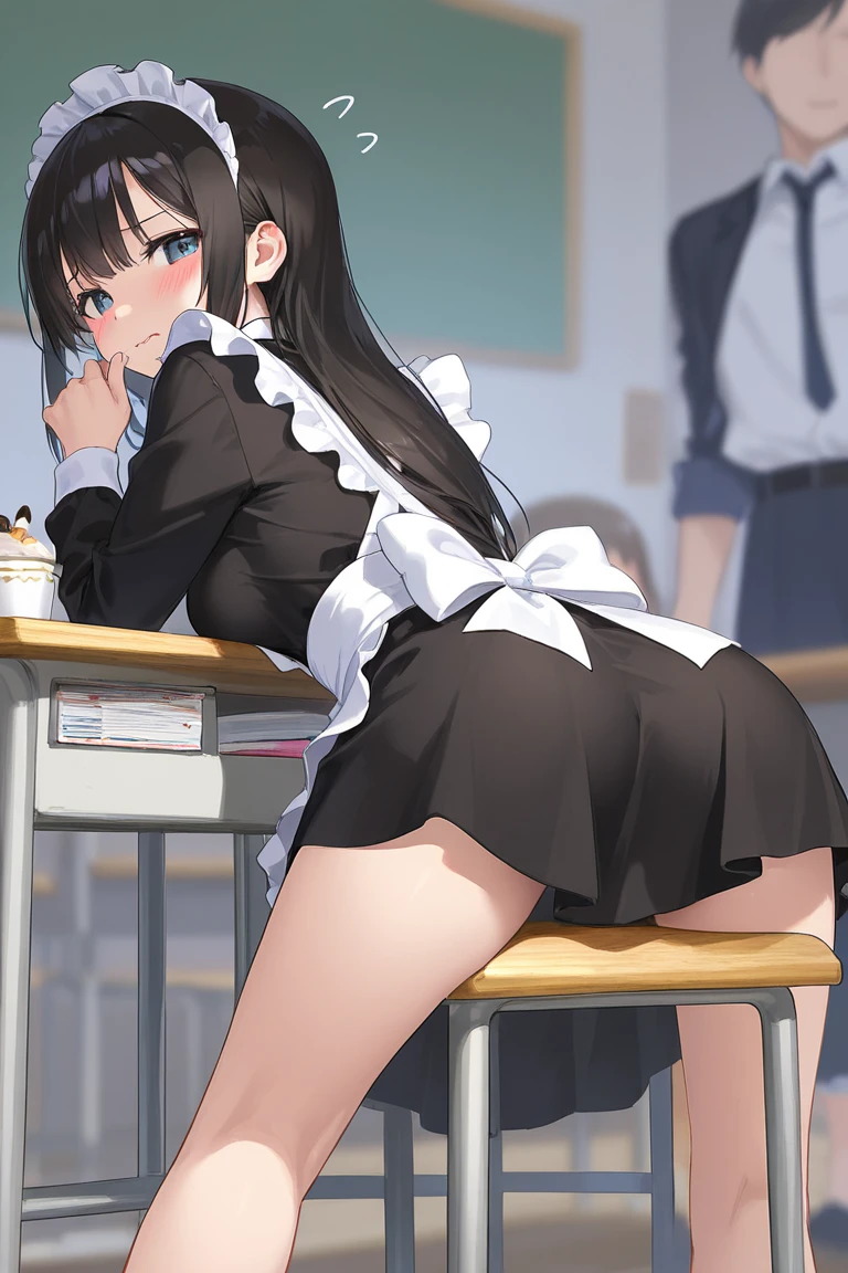 Young girl with black hair, long twintail, twintail hairstyle, (blue eyes), ((small bushy eyebrows)), ( she pulling down her underwear), wearing lolita dress, lolicon , walking to school, flirty smile , suddenly having sex in public, ((doggy style sex)), ((public sex in a restaurant)) naked ass in the male crotch, ), perfect anatomy,young boy fucking her