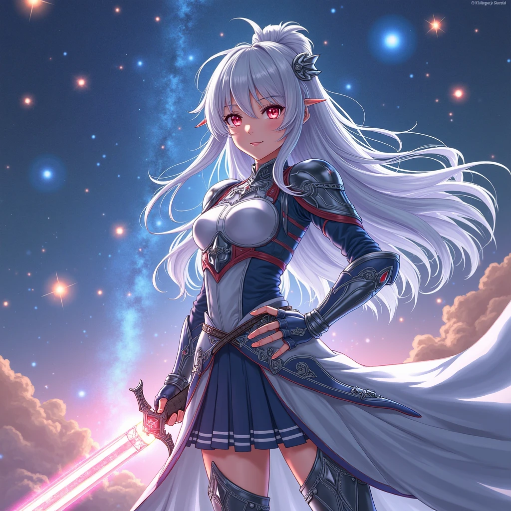 (((anime))) One Woman,Holding a Japanese sword,With a scabbard,Pulling out the sword,Draw your sword,samurai,Long Hair,Fluffy long hair,(White Hair),Oblique bangs,One eye is hidden,necklace,Yellow Eyes,Big eyes, silver cyber suit,Raid Suit,Drop shoulder,mini skirt,Blue Boots,Modern city,Neon color,moon,masterpiece,Highest quality,Exquisite,8k,Absurd,Ultra-fine illustrations,(View your audience)
