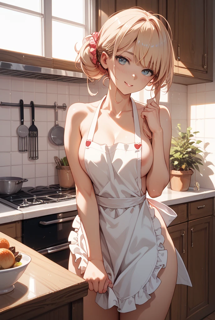 (masterpiece:1.2, highest quality), (realistic, photorealistic:1.4), beautiful illustrations,
looking at the viewer, whole body, Front view:0.6,
1 female, 20-year-old, Japanese, ((Silver hair chignon:1.5, 髪をchef hatに纏める:1.5)), thin waist、beautiful hair, beautiful face, beautiful and detailed eyes, (shining purple eyes:1.3), beautiful clavicle, beautiful body, beautiful breasts, beautiful thighs, beautiful feet, beautiful fingers, perfect anatomy:1.3, perfect anatomy
(kitchen:1.3)
((Pastry chef costume:1.5, chef hat:1.4, choker:1.6)),
((Grab the hem of your skirt with your right hand, put your left hand on your chest,)),
(Look at the viewer while blushing:1.3)