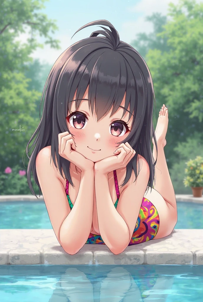 ((​masterpiece、top-quality:1.5、a high chroma:1.5、ultra-detailliert、high-resolution illustrations:1.5、Ultra-high-definition CG、8k size wallpaper、offcial art))、((from above:1.5)),(1woman,),(cute face:1.5,cute eyes:1.5)、(;3),(;3),
((;3),:1.3)、(sexy body),(sit knees up:1.5),(red micro bikini:1.5)、,(multicolored hair:1.5), (large breasts)、(erotic oil skin:1.5),(curvy:1.3)、(Portrait)
,(Shining yellow eyes:1.5),(midsummer beach　strong sunlight:1.5)、(upper body:1.5)、animesque