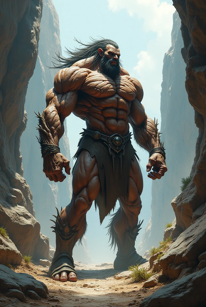 A muscular oni with horns like a bull, wearing a tiger skin fundoshi, standing in front of a demon gate, robust, with a huge bust, wide hips, and an arrogant, merciless gaze, 8k, masterpiece, incredibly detailed, hyperrealistic, ultra-detailed, physically-based rendering, sharp focus, vivid colors, dramatic lighting, fantasy art, dark fantasy, concept art