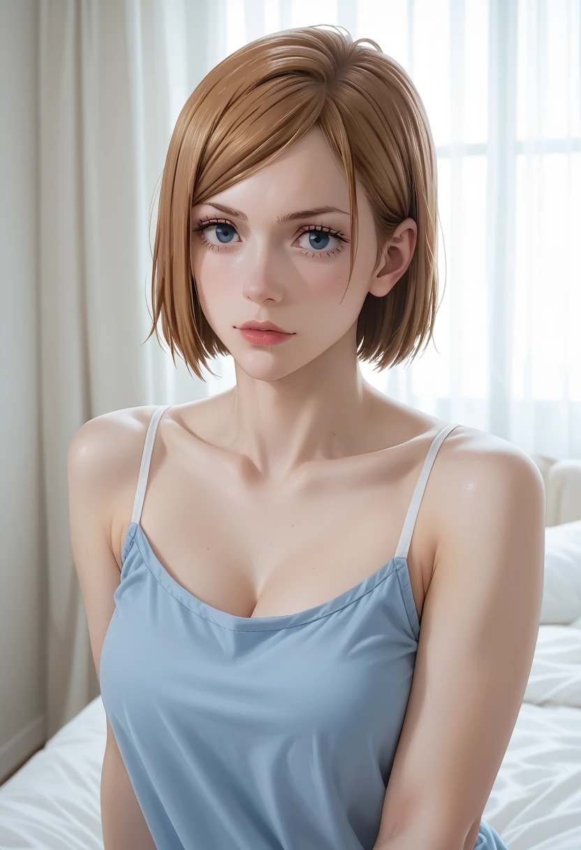 (ultra detailed, masterpiece, absurdres)) DBHKara, 1girl, short hair, blonde hair,nsfw,smile,nude