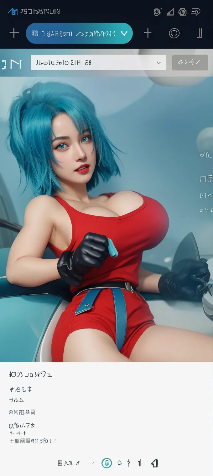 （（（完美figure，figure，red dress, yellow scarf，pink jacket，A platinum necklace with a pearl around her neck，（（（bulmadbzreddress，aqua hair, short hair, blue eyes, earrings））），（（（wide hips）））））），((masterpiece)),high resolution, ((Best quality at best))，masterpiece，quality，Best quality，（（（ Exquisite facial features，looking at the audience,There is light in the eyes，Happy））），（（（Light and shadow interlace，huge ））），（（（looking into camera，from below，look up，fighting stance）））