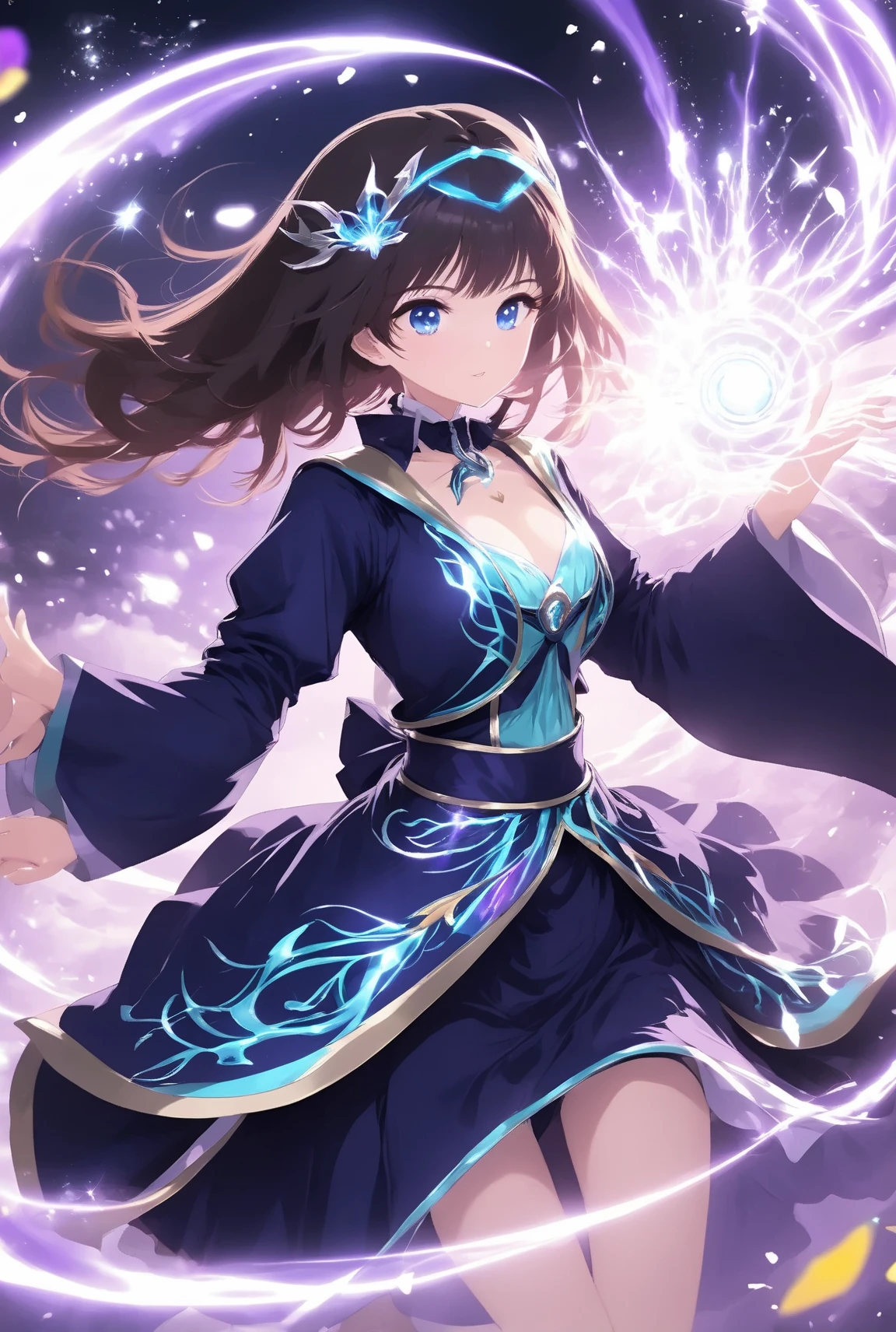 A woman appeared in the magical forest.。She had overwhelming magical powers. She was searching for Tomo, who had once fought alongside her.。Hair is black、Above the knee、Silky Skin、Tachisugata、Black Hair、Bracelet、Shortcuts、sacred stone necklace、Short Hair、Blue Eyes、Chestnut-colored hair in a bob cut、holding a magic wand in hand