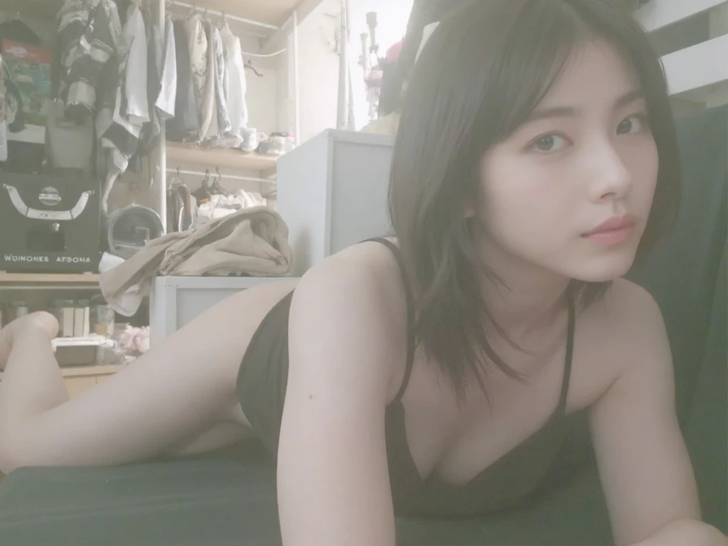 (Best Quality,4k,8k,High resolution,masterpiece:1.2),ultra detailed,(realist,photorealist,photo-realist:1.37) Beautiful kitsune fox girl laying on a bed made of plushies, Beautiful, busty, kawaii, wearing pajama shorts, wearing a comfortable pink sweater, He has red hair, has fox ears, red fox tail, surrounded by a bunch of different multi colored Beautiful plush stuffed animals, has multiple fox tails, alone, Alone, (alone)(Alone), thick thighs, Sleepy, resting, eyes partially closed
