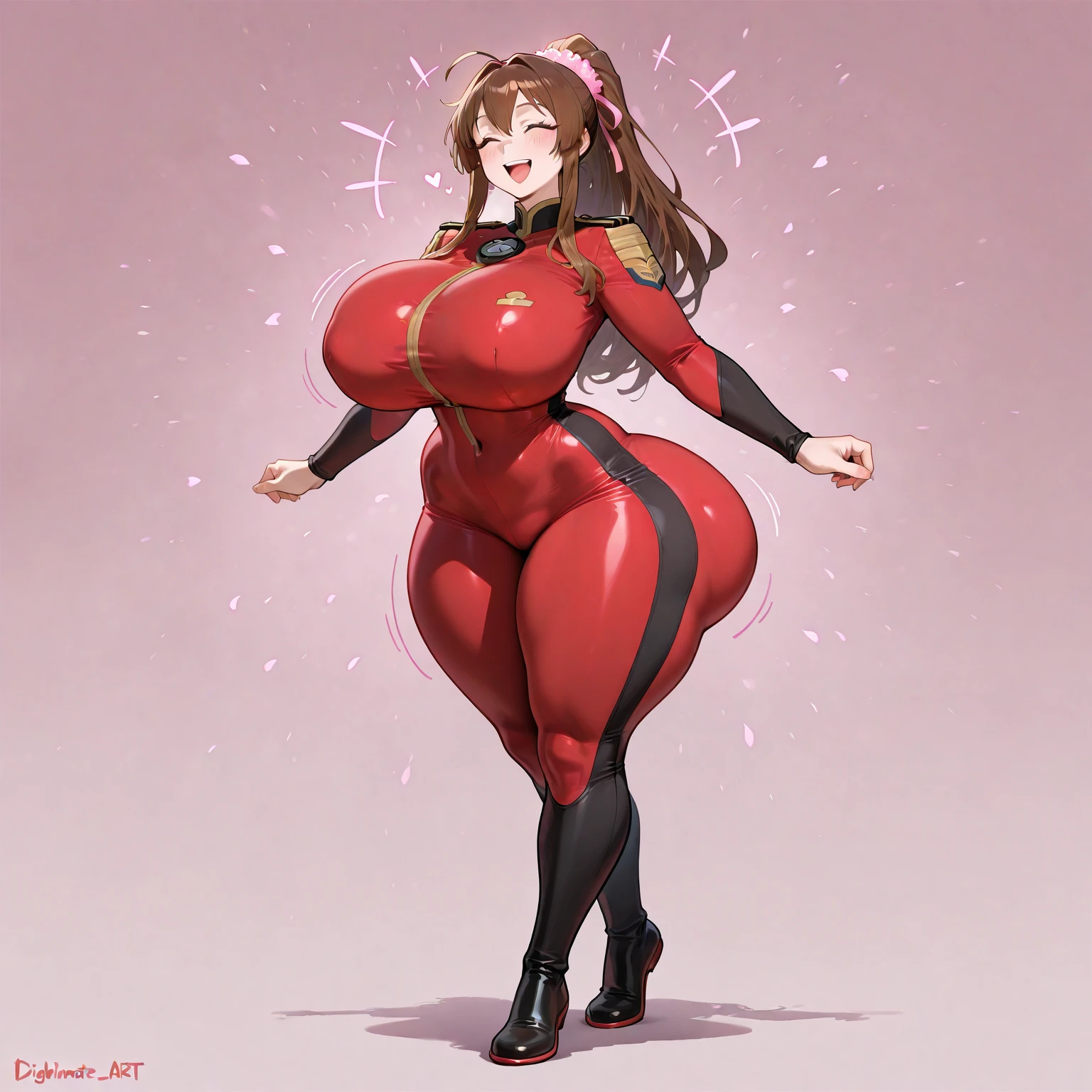 femme brune curvy aux gros seins en combinaison en latex moulante