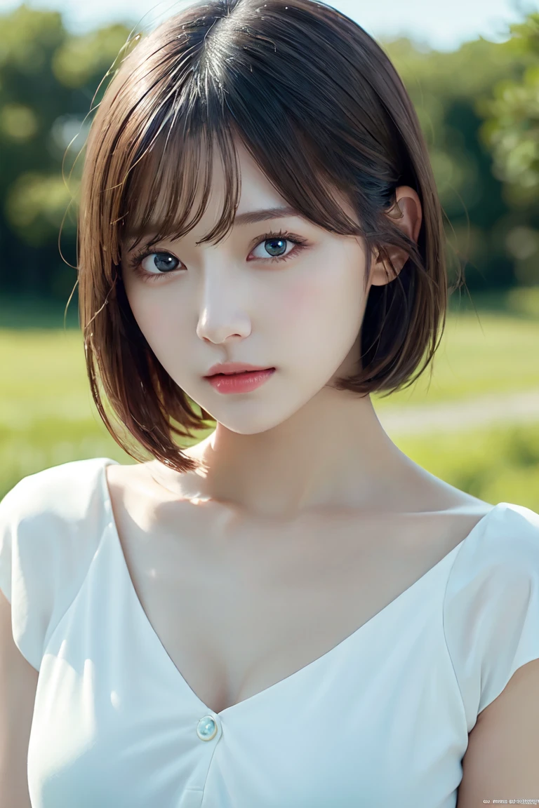 (((masterpiece))), highest quality, very detailed, detailed background, 1 girl, very beautiful girl, Japanese, 16 me, alone, half body shot, detailed face, (Random Short Hairstyles :1.2), (young face), (perfect body:1.1), In 8K, wallpaper, wonderful, finely, Super detailed, ultra high resolution, very detailed, Pure erotic face, very detailed目と顔, beautiful and detailed eyes, very detailed肌, no makeup, (natural skin),A secluded wilderness with crystal clear alpine lakes