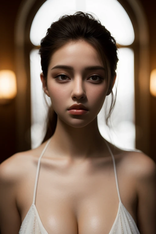 a sensual nude female figure,detailed body anatomy,beautiful detailed eyes,beautiful detailed lips,extremely detailed face,longeyelashes,elegant pose,dramatic lighting,moody atmosphere,cinematic composition,rich colors,dramatic shadows,photorealistic,oil painting style,masterpiece,best quality,8k,ultra-detailed,photo-realistic