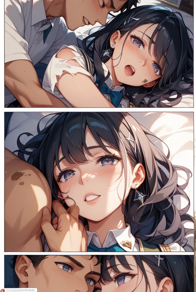 (((Browsing Caution, Close Up Facial , Front view , From below , Movie angle))) ,(Normal position、Lying on your back), break 1girl, 20-year-old, (close your eyes),(((Embarrassing, Excited, Fascinating, In the heat, orgasm,Blushing,shortness of breath, Very humid,vapor、Man grabbing woman's breasts))) , break (((Bright pink and green hair))),(Semi-long hair tied in one piece、Add a light pink ribbon to the end.:1.3),(((Two-part bangs , middle part, Bangs parted in the middle, Side-swept bangs))), (amount:1.3), (Small breasts:1.0) ,((Sweaty skin, Dripping , girl trembling with Sexual climax, Cum in pussy, pubic hair)) ,Thin dots, feminine, Slightly muscular, Dynamic pose,((((vagina,Sex, A boy and his penis,Heterolo, Women on the bottom, men on the top , Normal position, Cum in pussy, pubic hair)))), break, (((White-Plain-Short Sleeve- ,Bottomless))), break, (((Midnight,On the bed))),(masterpiece), (Realistic), (Highest quality), (Super detailed), wonderful, ((A face with attention to detail)) , clavicle, High resolution , (Super detailed), Smooth, 16K, Vibrant colors,vagina,Sex,
