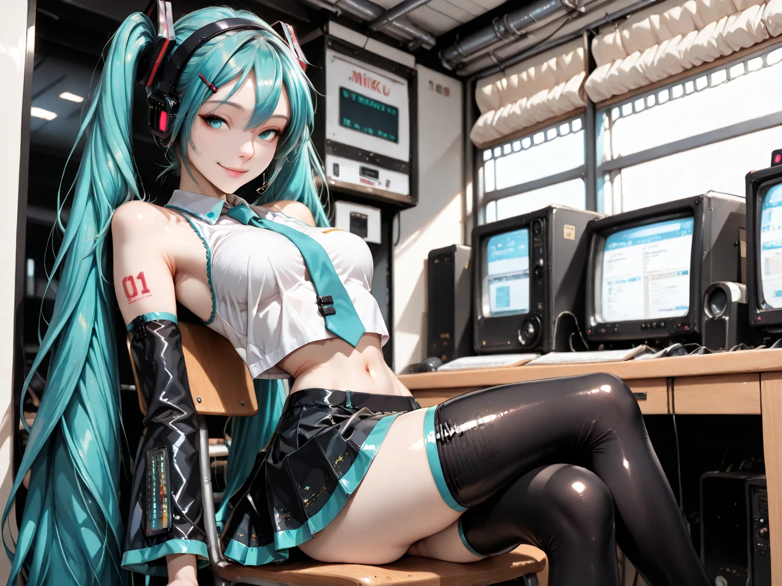 trapped_w_wall, stuck w wall,(((Liz Hellesta))),gameroomconcept,PC Desk,((Gaming Chair)),Pay,Game Controller,keyboard,((Looking at the smartphone in his hand)),vtuber,Game Now Streaming,((White Delivery Room)),(Liz HellestaHair)，((Dressed seriously)),(((Do not expose breasts))),masterpiece, Highest quality, beautiful,(1 female), Liz Hell,cameltoe,(Straight gray straight hair,((bangs)),((Beautiful Japanese girl face)),Thin face,((Thin cheeks)),Beautiful female face,Precise depiction,Excellent costume design, charm, (Small breasts), Slender upper body,(8k Full Body RAW Photo), (Highly detailed skin: 1.2), ((Oily skin)),smile, Highly detailed face, ((Grey Hair)),fine grain, ((Sweaty body)), (((Oily skin))),Inside the room,1 Girl,Open your mouth,(((Open your eyes))),(((View your viewers))),(((Open your eyes))),(((Open your eyes))),(Large pelvis),(Wide Hips),(((Very muscular and thick thighs Veins,))),(((Abnormally thick thighs))),Thigh gap,Shiny thighs.(((Narrow waist))),(Realistic:1.0),Front view,1girl,lh1, (((White panties))),(((cameltoe))),Hair Ornament Net、Long Hair、Long sleeve、Pleated skirt、((Blue thigh-high socks in silk fabric))、((手链))、Blue pleated mini skirt、((White jacket, cotton material))、(tight white shirt)、Blue Skirt、(Metallic black thigh straps),(((Front view))),See the deranged,Focused on PC gaming,((Open your mouth)),Showing teeth,Constricted eyes，(((blush,shame))),((Puzzled expression)),Panties are wet,