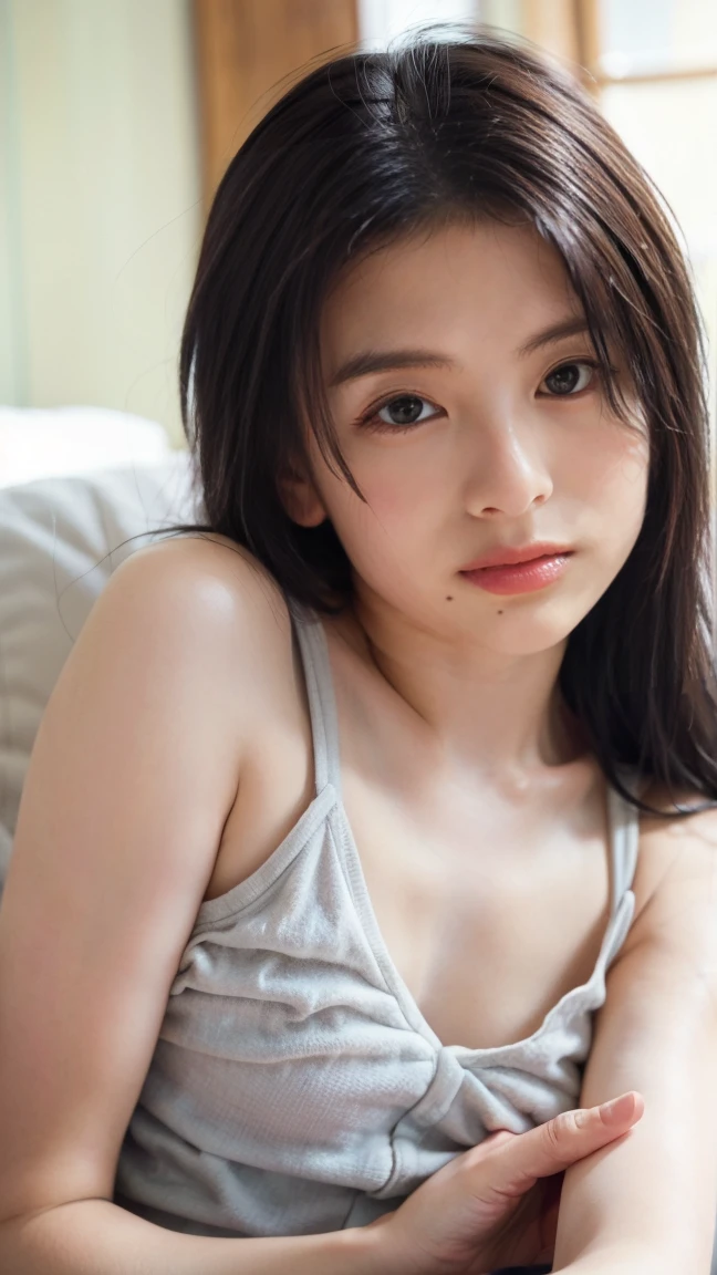 ((highest quality), 4k, High resolution, masterpiece),
Bright Morning:1.6, (flat lighting:1.6),
((Staring straight into the camera:1.6)),
a 11 yo perfectly beautiful girl(neat and clean:1.4, ((delicate:1.6)), juvenile:1.4, cute like japanese idol:1.4, slim:1.4, Pale skin),
detailed beautiful face(baby face:1.8, small face:1.7, No makeup:1.4, Moist lips, parted lips:1.7),
Beautifully detailed eyes(Symmetrical eyes, ((Big round eyes:1.6)), (Shining Eyes:1.4), double eyelid, Delicate eyebrows, delicate eyelashes, eye bags:1.4),
teen delicate body(Delicate clavicle:1.4, Narrow shoulders, flat chest:0.5, Short torso:1.1, small nipples:1.4, pussy with no hairs:1.6, Thin arms:1.2, Tight waist:1.3, small ass:1.3, Thin legs:1.3, Thin thighs:1.3, Thin neck, flat abs:1.7),
hair bun:1.1, open forehead:1.2, (no panties:1.6), (missionary sex spreading her legs:1.6),
