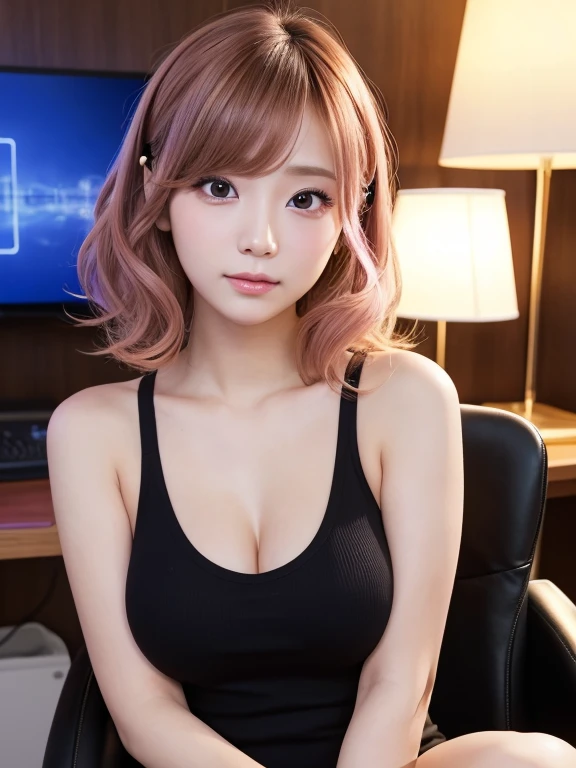 ,masterpiece, highest quality,8K, ultra high resolution,ultra high resolution,angle from below:1.4、dynamic pose、Office worker suit、white shirt、smile、cleavage、silver hair、lie in bed