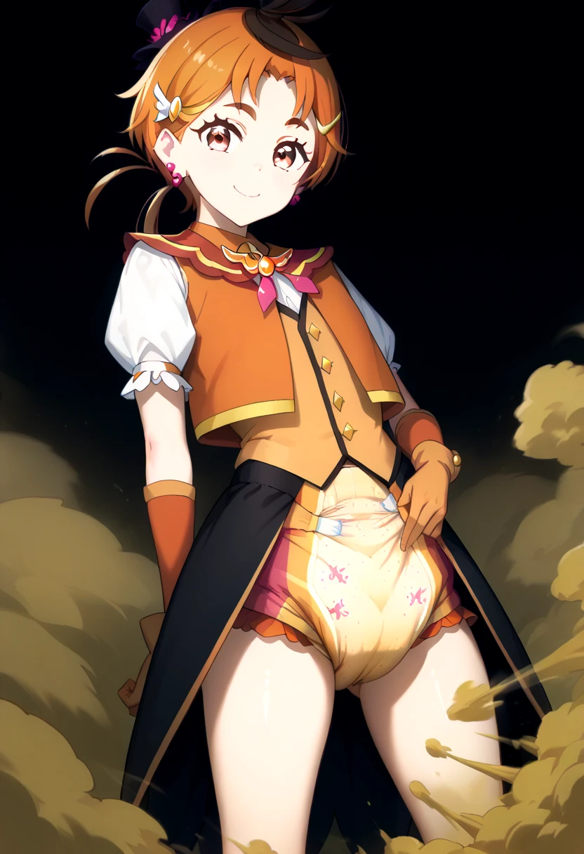 Create Sakura Kinomoto (Sakura CardCaptor) more teenage, with student clothes, standing backwards, sticking out ass, sexy position