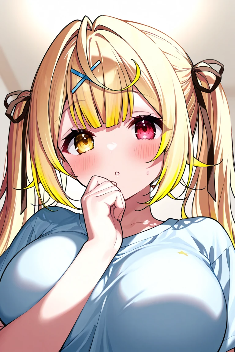 full nude、official art、girl、cute 、pubic hair、濃いpubic hair、、big breasts、nipple 、My whole body is sweaty、Idol、NSFW、thighs、blonde、twin tails、、Yawning loudly with eyes closed、Are crying、screaming、lying in bed