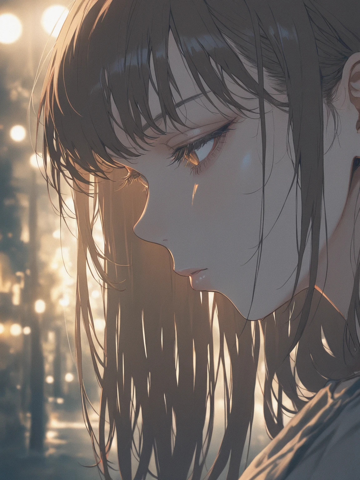 8k wallpaper, ultra detailed, lots of small details, finely detailed, Solo, stary sky, moon light, outer space, oversized shirt, glowing eyes, detailed background, neon trim, neon lights, glowing tattoo, ray tracing, (glowing particles:1.1), (crying, hair fan), (sunrise, magical, floating tears), wet, water, detailed eyes, large eyes, glowing hair,
<lora:EtherealStyleMerge:0.8>
 <lora:add_detail:0.5>