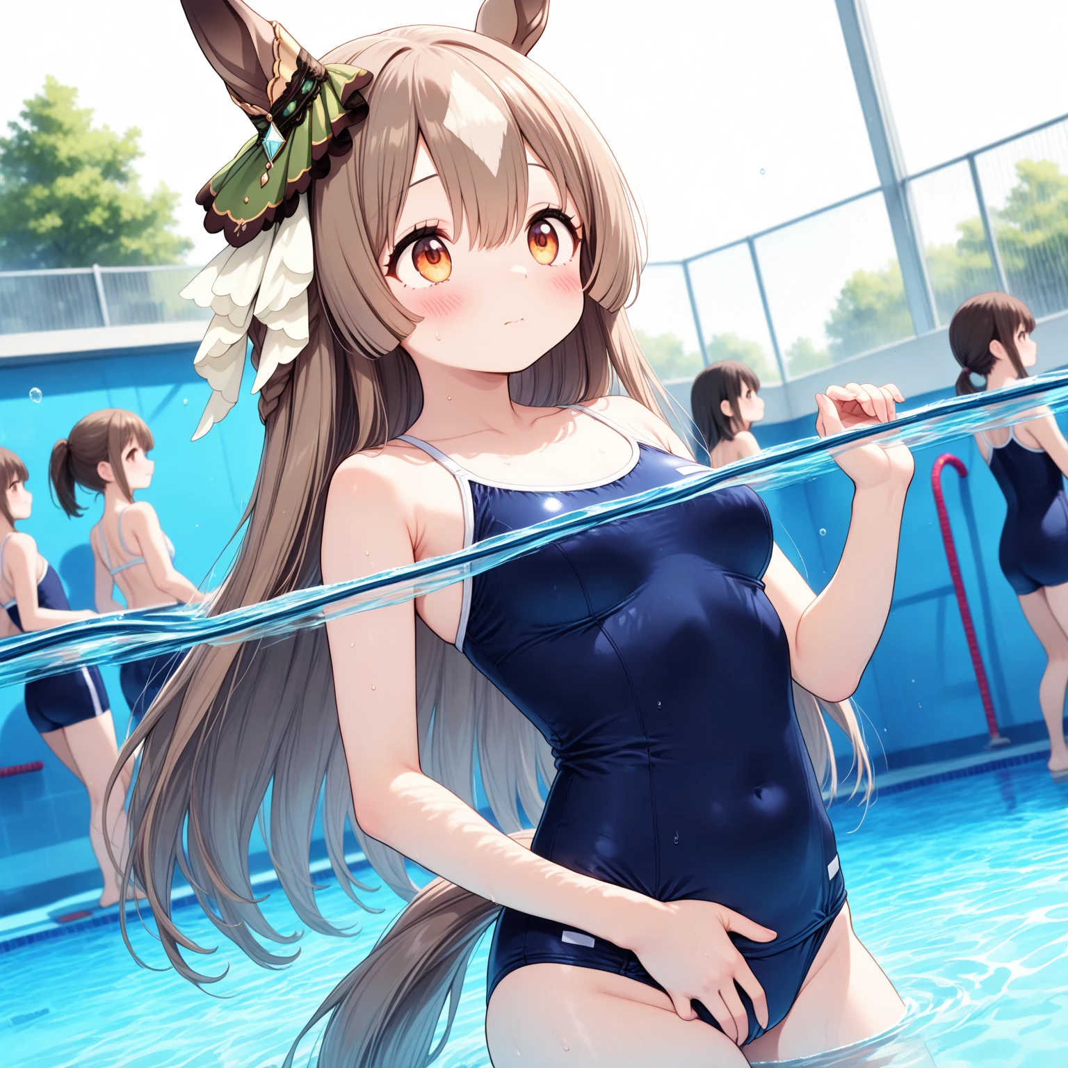 (masterpiece、highest quality、highest quality、Official Art、Beautiful and beautiful:1.2)、(One girl:1.3)Hatsune Miku、Twin tails,Beautiful breasts, ,swim with dolphins in the ocean,Beautiful breasts,Diving Suits,snorkel,Coral