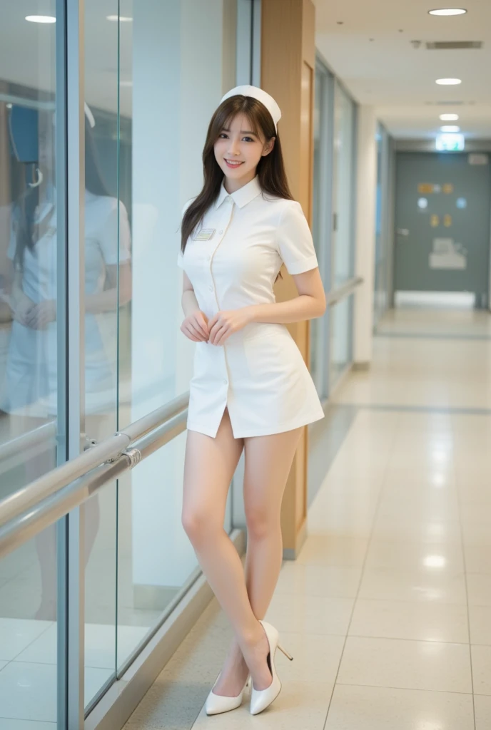 (full body:1.5),(1girl:1.3),(view the viewer:1.4),(anatomy correct:1.4),(sitting on the top of mountain:1.2),(Wearing a nurse set:1.2),(Opaque pink pantyhose:1.3),( girl pointed thick heels :1.1),(Accurate and perfect face:1.3),(Long legs:1.3),hyper HD, Ray traching, reflective light, structurally correct, Award-Awarded, high detail, lighten shade contrast, Face lighting ,cinematic lighting, masterpiece, super detailing, high quality, high detail, best quality, 16k,High contrast,