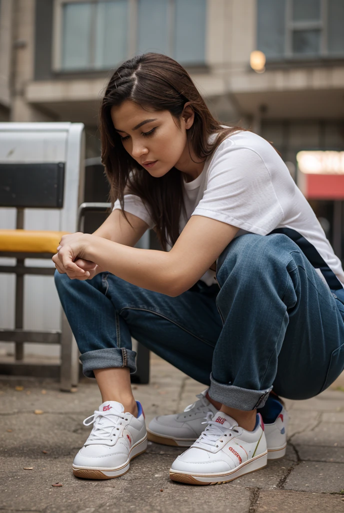 woman sitting on a bench with a dog on a balcony, sitting on top a table, sitting on a table, sitting on the table, side portrait, sitting on a desk, sitting on bent knees, shot on nikon d 3200, tired half closed, on a table, sitting on a mocha-colored table, in a gym