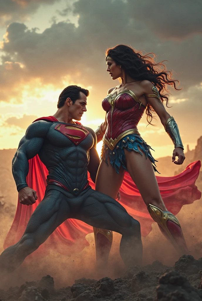 Superman vs Wonder woman fighting