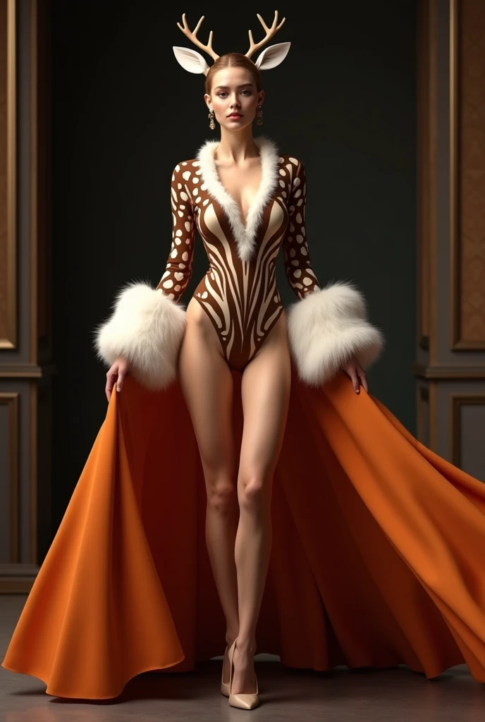 1girl,solo,medium breasts,<lora:GoodHands-beta2:1>,(full body:1.3),standing,<lora:0150 white fur coat_v1:0.9>,ruanyi150,fur coat,coat,<lora:0092 bodysuit 2_v1:0.8>,ruanyi0092,bodysuit,shiny clothes,fine fabric emphasis,, (masterpiece, best quality, hires, high resolution:1.2), (extremely detailed, realistic, intricate details, highres), 3d, cg, bbw, shiny skin, , blush,, eyeliner, eyeshadow, eyelashes,, (gigantic breasts, saggy breasts:1.1), (cinematic lighting, sunlight, volumetric), looking at viewer, simple red background, vintage fantasy, 1960s \(style\), film grain,
