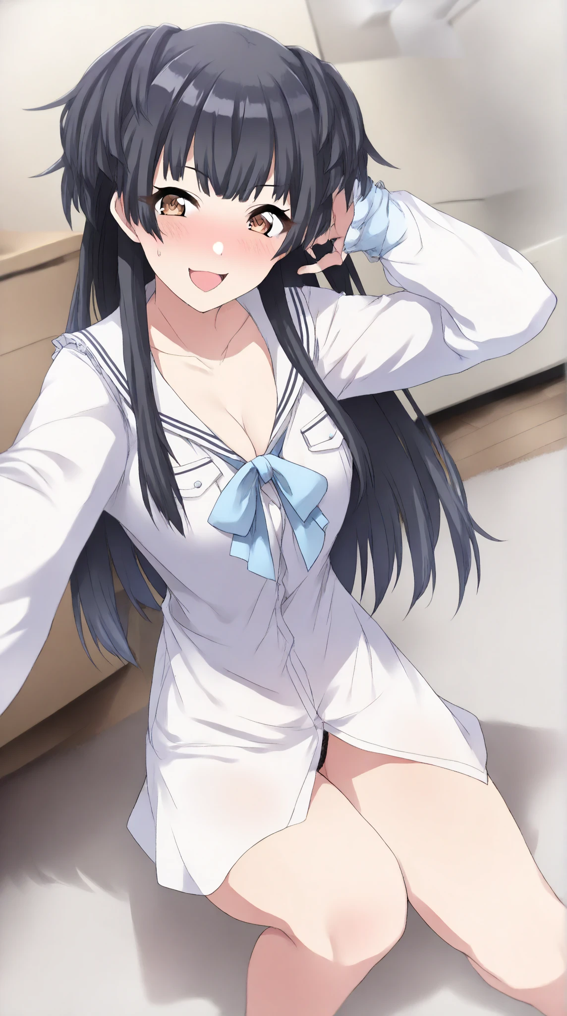 (Rear insertion position, ), Black Hair, Long Hair, Cute Hips, lure, ,(White blazer student uniform、Long skirt、Sexy Shorts、Garter Stockings), (Turn around and put your hands on the wall), Bend、nsfw、BREAK Perfect Anatomy、highest quality、(cute:1.1)、(cute)、(High resolution:1.2)、Unbelievably absurd:1.3、Incredible illustrations、(cuteイラスト:1.2)、Beautiful background、(1 girl) 、solo)、(10th Generation、JK、 face、Small breasts:1.2)、slender、、(skirt lift,upskirt,from behind),、(tooth:0.6)、Cheeky 、Eye highlights、A confident smile、