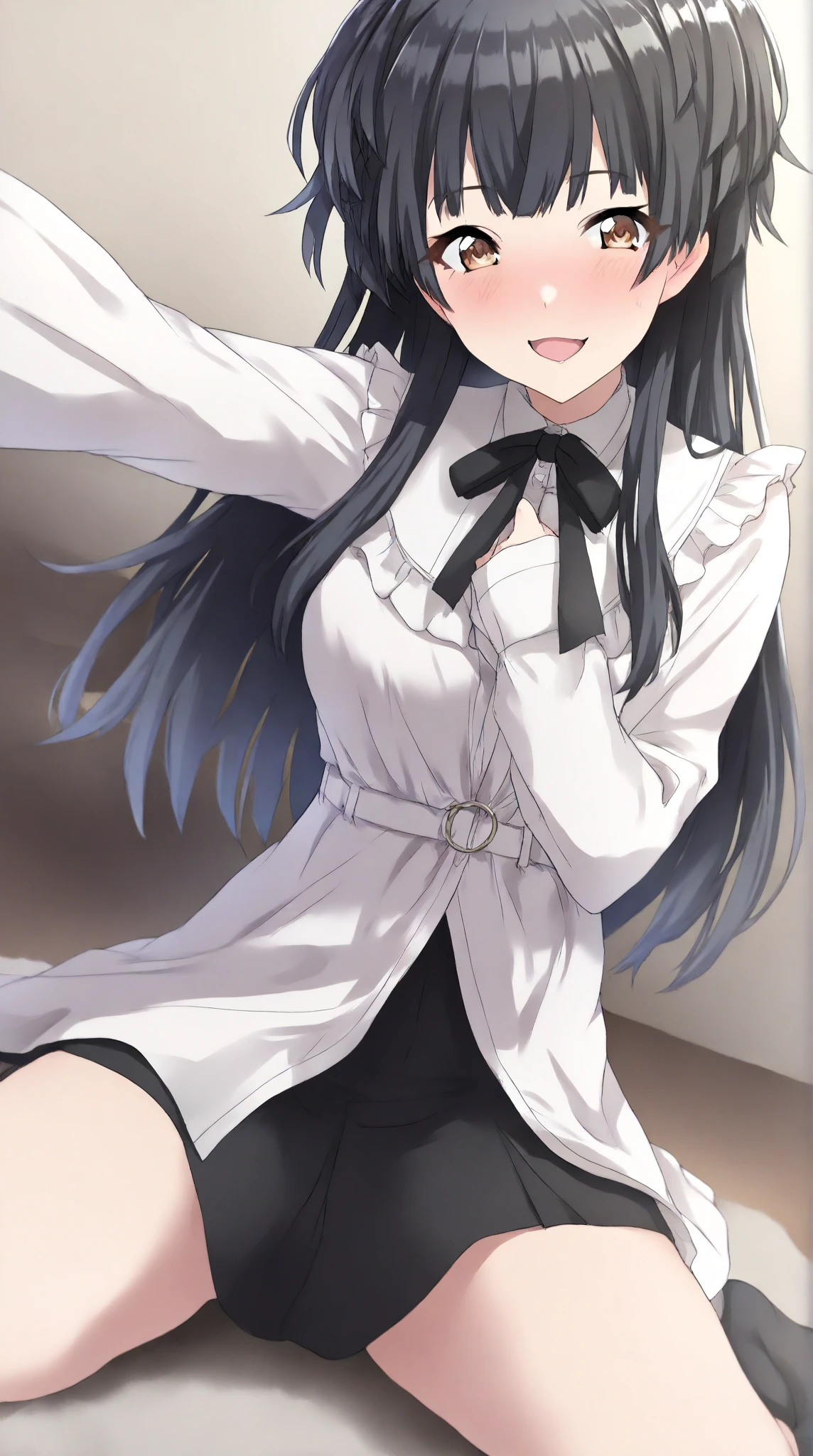 (Rear insertion position, ), Black Hair, Long Hair, Cute Hips, lure, ,(White blazer student uniform、Long skirt、Sexy Shorts、Garter Stockings), (Turn around and put your hands on the wall), Bend、nsfw、BREAK Perfect Anatomy、highest quality、(cute:1.1)、(cute)、(High resolution:1.2)、Unbelievably absurd:1.3、Incredible illustrations、(cuteイラスト:1.2)、Beautiful background、(1 girl) 、solo)、(10th Generation、JK、Loli face、Small breasts:1.2)、slender、、(skirt lift,upskirt,from behind),、(tooth:0.6)、Cheeky 、Eye highlights、A confident smile、
