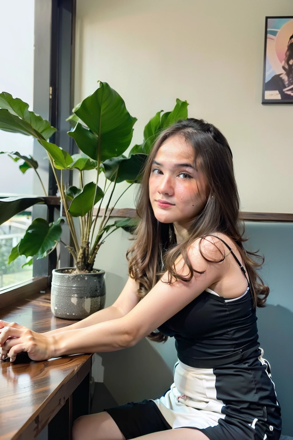Beautiful Indonesian Girl , long black hair, kulit putih, tall slightly chubby, payudara indah, tanpa baju, bra warna hitam, sensualperhona,wajah cantik,pose menggoda,,interior mewah,cahaya hangat,elegant background,teksur halus,4k,HDR,ultra-detailed,foto-realistic,professional,color palette indah,tone hangat