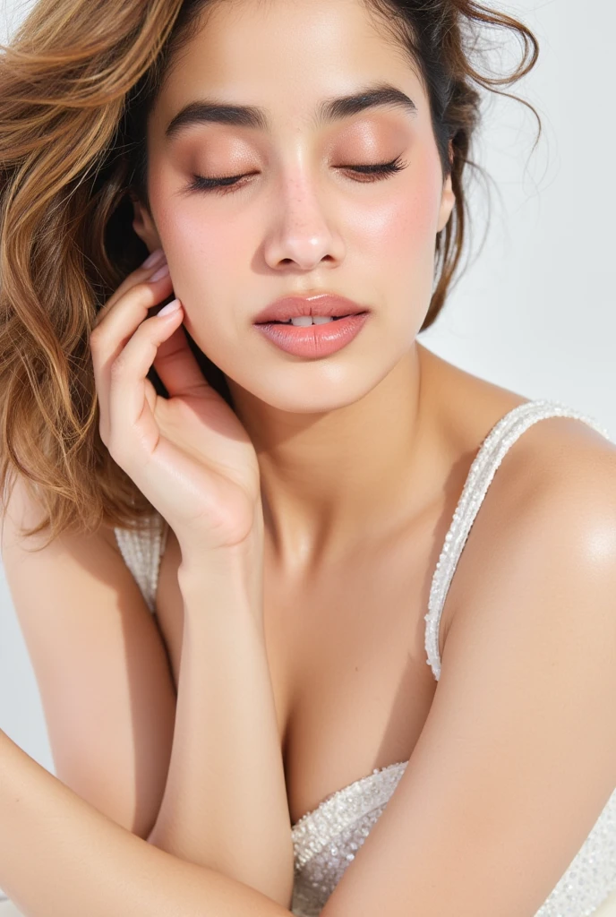 masutepiece,award - winning photo, Extremely detailed, edgOrgasm, Woman with mouth open and eyes closed , Chiseled face、Tank Tops、sharp nose、elongated nostrils、Skin shiny with sweat、Illumination that emphasizes shiny sweat{Realistic nostrils}, A dark-haired、On a park bench、You can see children playing in the park、There are a lot of people in the background,There are several children nearby、well-shaped breasts、Sweat,Face shining with sweat、Skin shiny with sweat、