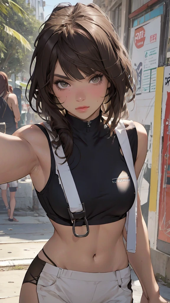 (((Highly detailed CG unit 8k wallpaper:1.2, masterpiece, High resolution:1.2, highest quality:1.2, table top))), ((very beautiful woman, Sports bra that makes your toned body look beautiful:1.6)), ((highly detailed face, Highly detailed black eyes, extra detailed body, highest qualityのリアルテクスチャスキン)), (black haired:1.2, short bob hair:1.2, white skin, smile), ((China, schoolyard:1.2)), (high angle:1.2, close, Fisheye:1.1), surreal, digital paint,