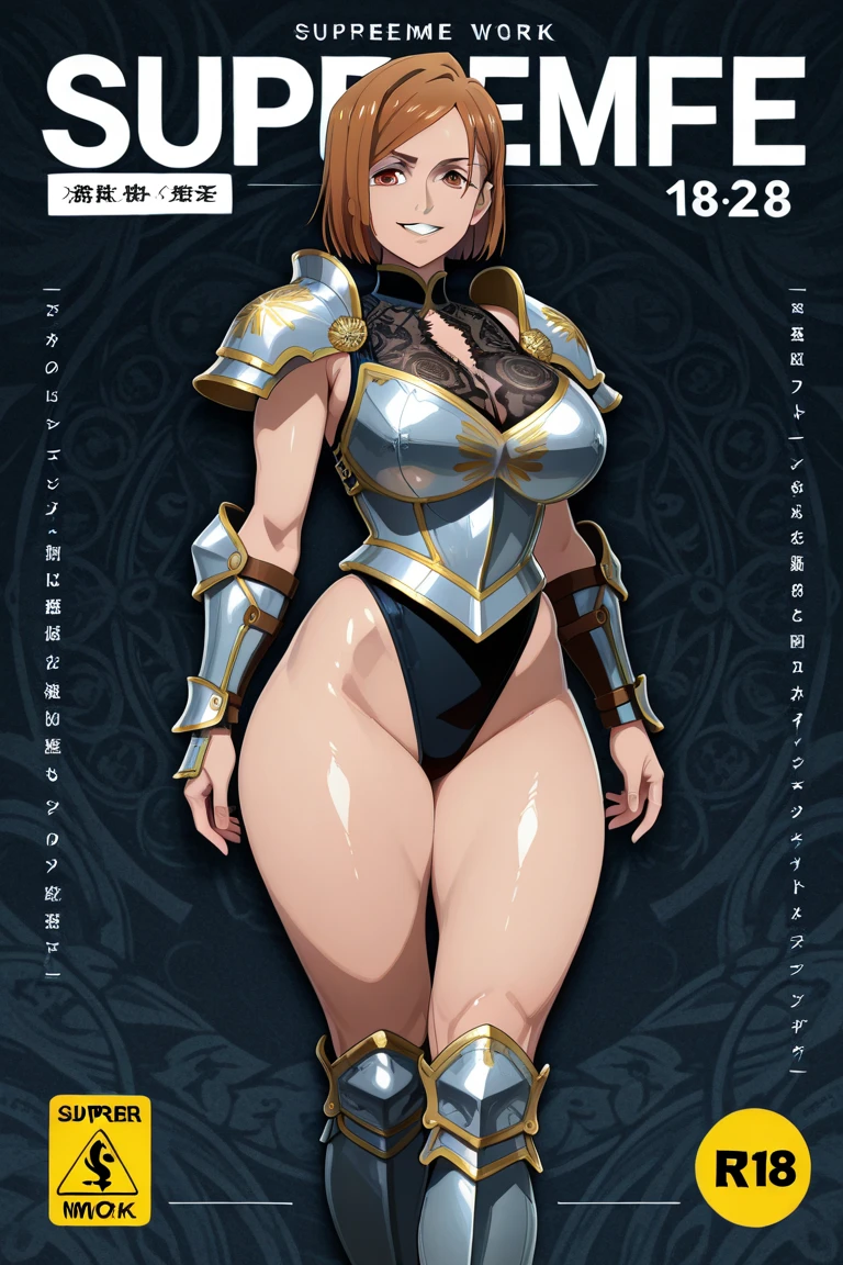 masterpiece, bestquality, ultra-detailed,
flat design, ligne claire, photorealistic, 

cinematic lighting, depth of field,
1girl, (fullbody:1.4), front view, looking at viewer, 

Female Hero

Hair color: Shiny silver hair that is almost golden, and flows down to her back.

Eye color: Deep blue, symbolizing courage and hope.

Height and build: Slightly taller than average, lithe but muscular.

Clothing: A modern take on the traditional hero's outfit. She wears lightweight but durable armor, with intricate patterns drawn in gold thread on the details.

Accessories: She wears a small crystal pendant around her neck. This is the source of her power.

gigantic saggy breasts, Clothes that are completely stuck to the chest, impossible clothes, Impossible clothing with perfectly shaped extremely gigantic puffy nipples, pawg, thin thighs, thick calf, slender body, thin waist, milf, mature woman, puffy lip, 

(dynamic standing pose:1. 2), spread legs, 

high waist T-back, low rise hot pants, (pants, Wear warm clothes:1. 3), 

(white background:1.5),