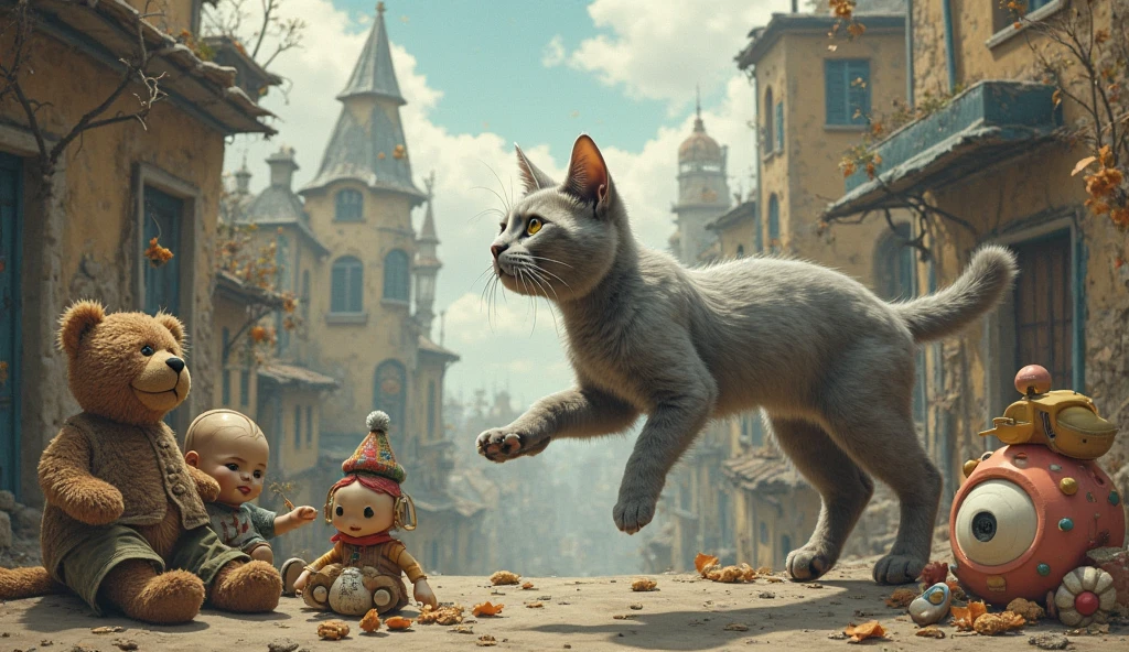 A brown cat with wavy hair wearing a skinny monkey with a small pig wearing coach shoes and a young pirate with coins and a fat blond-haired boy wearing a Hugo Boss cap and a dark-haired young man with curlers and a tall short-haired boy and his short-haired dark-haired brother at a school 