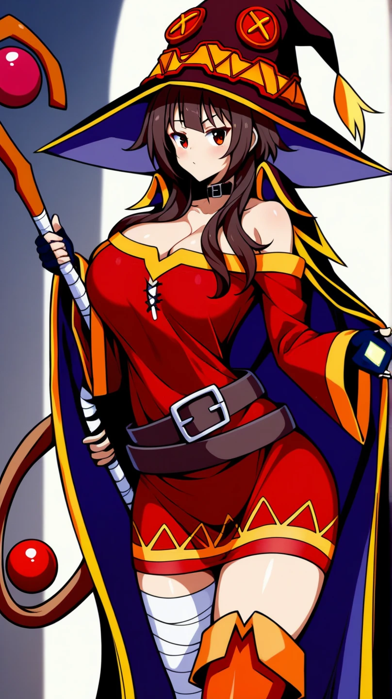 saki, (solo:1.1), (long purple hair, red eyes:1.0), blush, lipstick, evil smile, witch hat, red dress, long sleeve, holding a wand, castle, outdoors,, masterpiece, best quality, highly detailed, a anime girls in long dress with navel cutout posing for a
picture, evil smile, smile, open mouth, (nsfw) not safe for work, revealing dress, beautiful dress center
opening , long dress with bellybutton showing, ecchi anime style, anime girls, ecchi style, ecchi, digital
anime art!!, in anime style, official artwork, visual novel cg, beautiful anime girl, anime style 4 k, exposed
navel, exposed bellybutton, jewelry, earrings