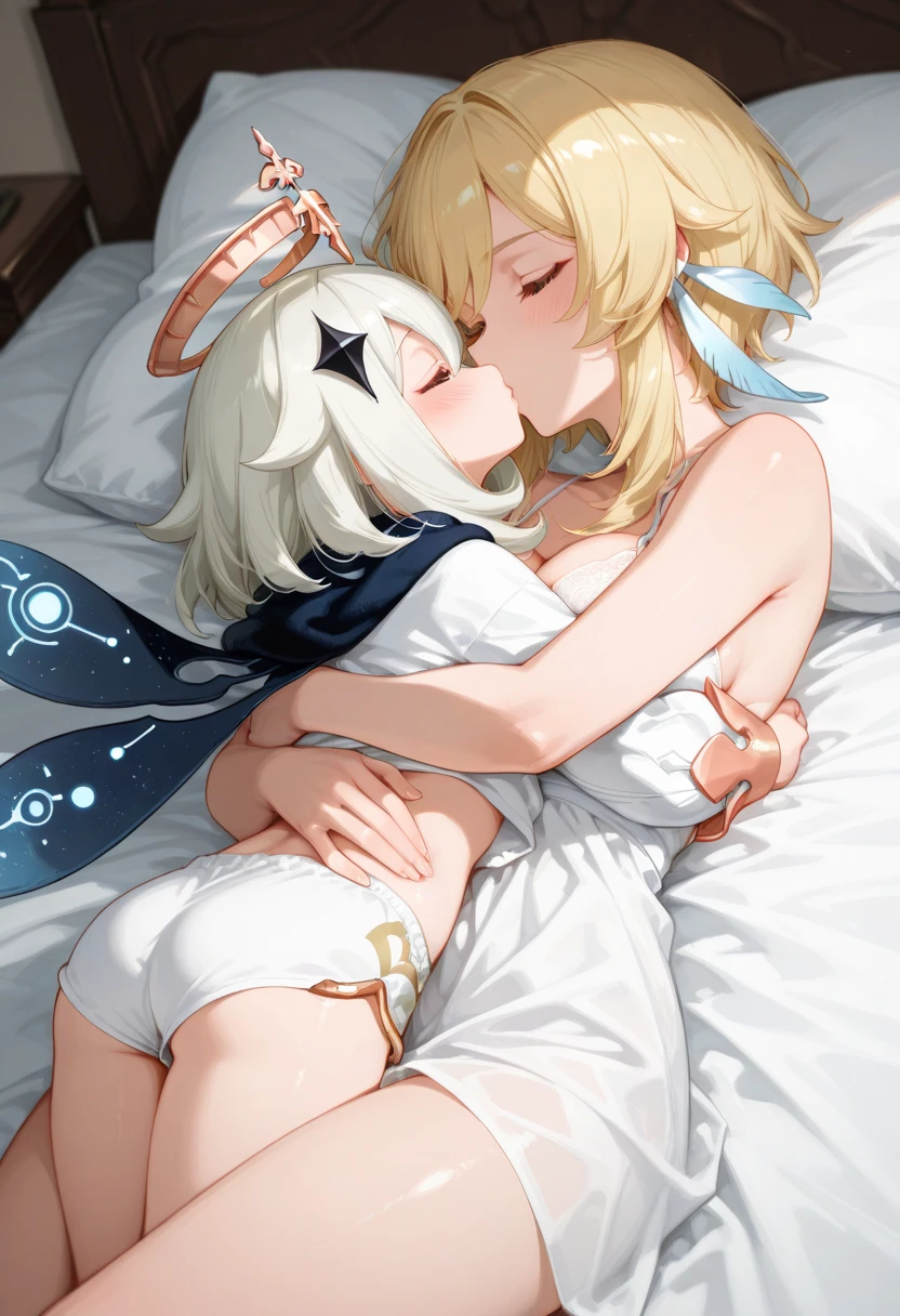 Entwining legs with the same character lesbian