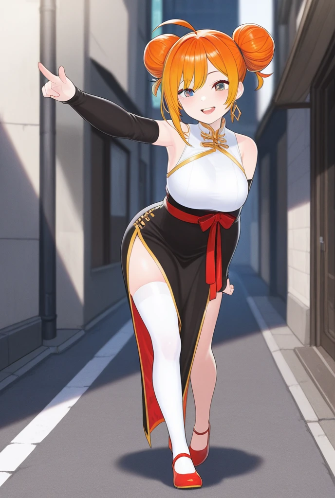 <lora:matara_okina_v1:0.8>, matara_okina, 1girl, solo,
detached sleeves, long sleeves, green skirt, hat, orange eyes, blonde,
view from below, big breasts, smug face, hands on chest