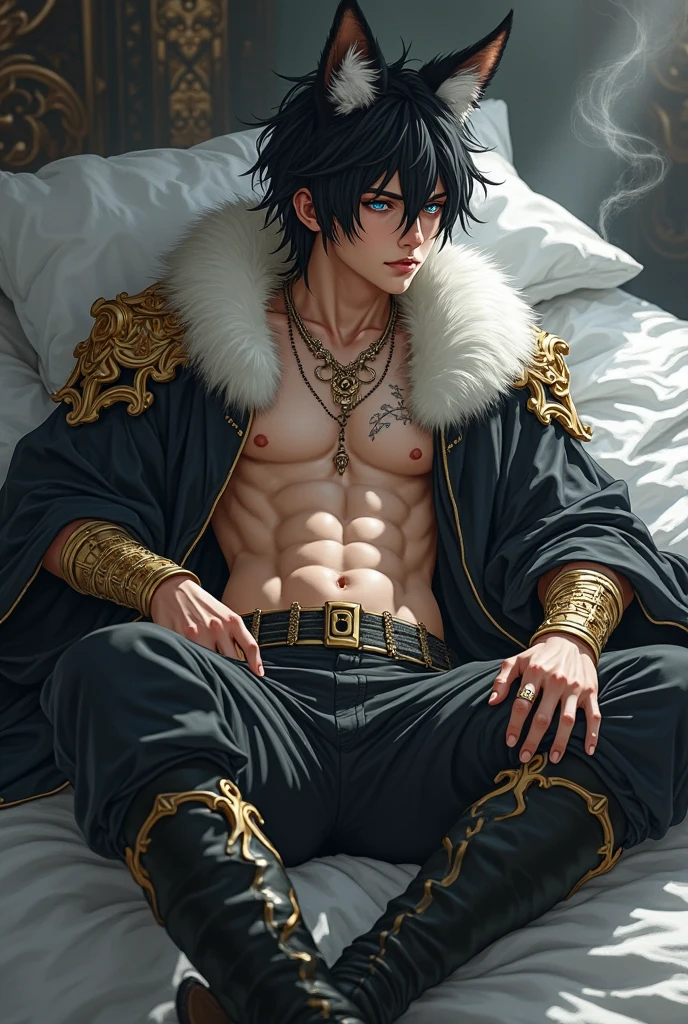 (man), (spread his legs), Aztec handsome muscular man, his skin has an olive or tan complexion, often with a sun-kissed look. Their hair is black and straight, often wear short. Their face is wide, typically with straight noses and pronounced jaws. he generally has a medium to slightly small stature and a muscular and robust physique. Male warrior, in particular, is often well-built. Regarding attire, he wears elaborate clothing. he commonly wears a tight loincloth and adorns himself selves with capes (called "capotes") or mantles adorned with feathers and jewels. mischievous smile, (high detail:1 1)、big male genitals under bikini, Natural muscle、highly quality、beautiful eye、(detailed face and eyes)、(faceless:1 2)、noise、real photo、...PSD、sharp focus、high resolution 8k、Realistic and professional photos、8K UHD、soft lighting、highly quality、film grain、Fujifilm XT3