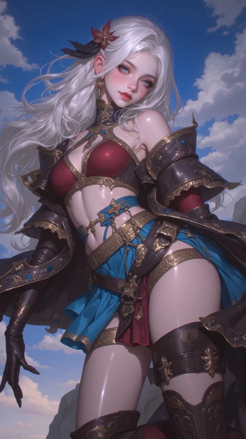 8K, realistic, Ultra High Definition, Super detailed, young girl of 18 years, Shiny detailed hair, dragon ears, detailed face, dragon features, fantasy landscape, solo, looking at viewer, {{best quality}}, {{masterpiece}}, {{ultra-detailed}}, {detailed light}, ultra high quality eyes, detailed eyes, perfect eyes, large eyes, purple eyes, sexy tattoo, black hair, long hair, metallic dragon horns, beautiful earrings, beautiful, skinny body, white skin, kimono, futuristic and brightly colored sneakers, slutty, erotic, standing in suggestive pose, ((nsfw))