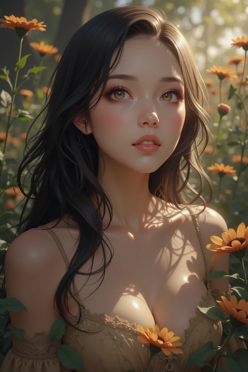 { NSFW | (((No clothes))) }, (Only face and flowers in composition), (masterpiece, Highest quality, beautiful and aesthetic), ((Ultra-detailed:1.35)), (Acutance:0.85), (Photorealsitic, HyperRealism:1.37), (colorful), (many colors:1.28), (((petals ))), ( Dazzling Self-Luminous floral background:1.4), (((Close-up girl))), (((Extremely detailed NOGIZAKA face variations))), All Faces surrounded by flowers, (Radiant PearlSkin, Elaborate detailed Eyes with sparkling highlights), (Space Filled with all flowers), { (Bodies covered with fresh flowers:1.28) | (Flower outfits made from fresh flowers) | (invisible body:1.4) }, ((Flower Leis)), (bandaid, in container), (Nipple:-1.4) .