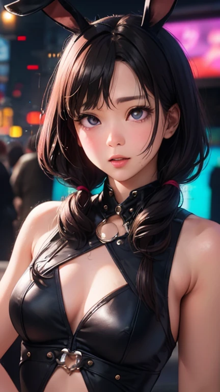 Kawaii Girl、Adorable eyes、Attractive mouth、Glamour、A sexy、(((Punk City)))