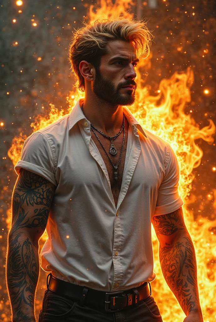The Angelic Man, fire, mist, Tribal tattoo
PhotoReal, 768x512, Alchemy