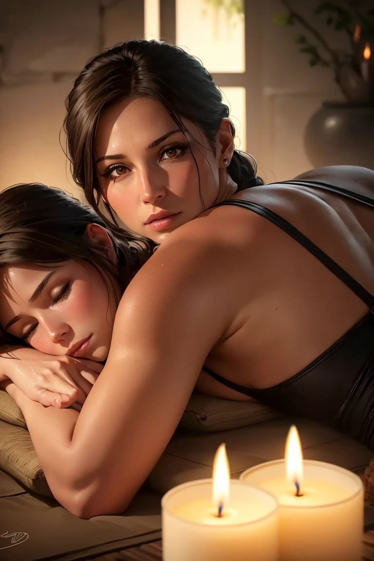(2girls), deep hug, brest press, tit to tit, most beautiful, bathing in oil, (Photorealistic:1.3), (Raw photo, 8k, best quality, masterpiece, high resolution), high detailed faces, high detailed skin, dramatic lighting, highly detailed face, complicated skin details, beautiful face, fascinating eyes, scharp details, hyperrealistic, sharp focus, greenery surrounds lesbian lovers as they hug each other in a postapocalyptic desert, tomb raider, (freckles:1.2), perfectly detailed anatomy, perfectly detailed face, perfectly detailed eyes, mystical lighting, enchanted atmosphere, ancient ruins, maximum quality, (cute, pretty, perfect female figure), (small breast:1.3), (stiff nipples:1.2), (beautiful, attractive, naked, wet, aroused), soft sensual lighting, hyperrealism, rubbing against each other, (flat chest:1.3), (full body shot:1.1), full lips, beautiful eyes