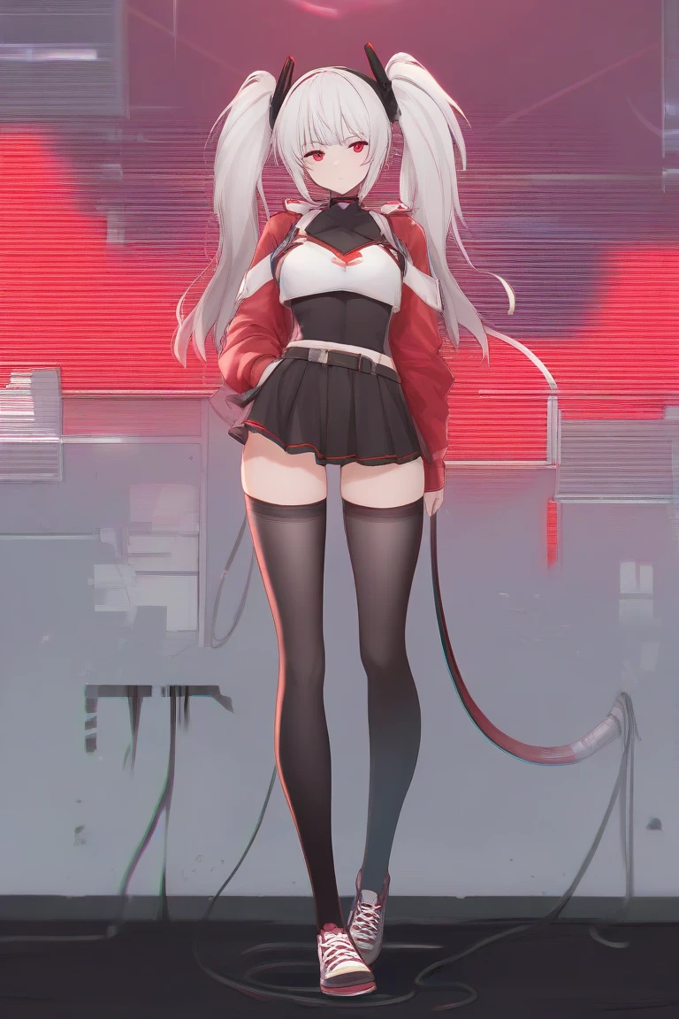 gray hair long twin tails red eyes Clothing of the near future good thighs Signs