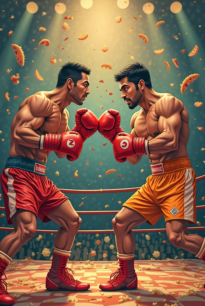 Make me a picture of a boxing exhibition at the flower fair