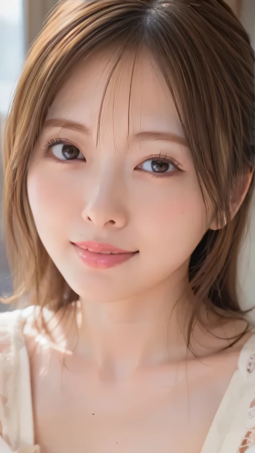 High Res Photos Of Young Japanese Female Idols, Intricate Details, Highly detailed, sharp concentration, solo, 1 girl, face focus, face close-up, Looking at the camera , Detailed face, Detaileyes, Seductive Eyes, natural makeup ,smile、front view、