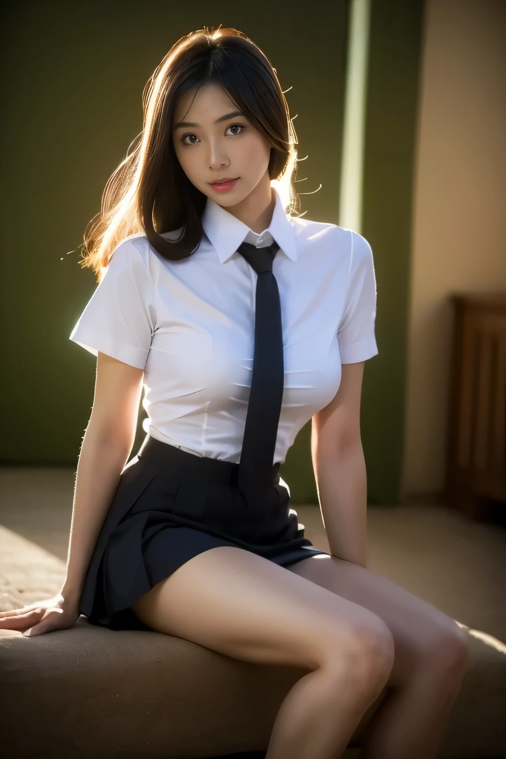 Extremely huge breasts,erotic uniform ,sexy body,knee long socks,dropping breasts,leg open pose,water dropping breasts、Colossal breastasterpiece, best quality:1.2), a hyperrealistic , solo, 1girl, yukinoshita yukino, (shiny skin, wet skin:1.2), sweating, slight smile, looking at viewer, on all fours, , white shirt, plaid skirt, thighhighs, afternoon, classroom hyperrealistic