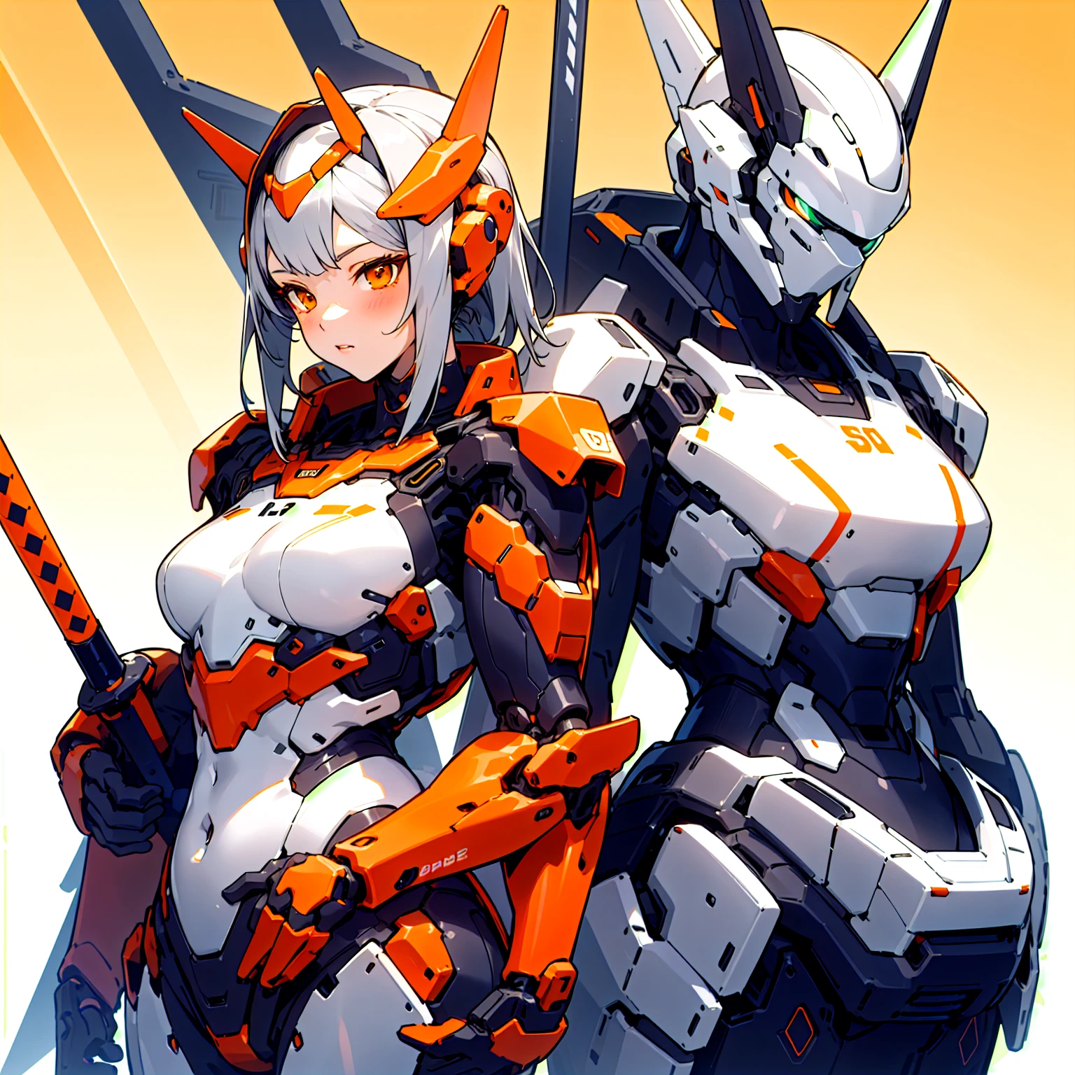 (Fox Girl, Fox Ears, Silver Hair, Fox Makeup, One Girl, Long Hair, Alone on the screen, dark skin, High definition, high resolution:1.6), (mecha musume, Machinery Parts,Robot Joints, White and red clothes, face以outside全身機械スーツ:1.8), (Body measurements are 75-60-75!, Young girl body, Small breasts, hand between legs, Are standing, bent over, slender, muscle:1.9), Avatar, face, 色っぽいface, Dominant representation, naughty face, Uplifting, Skin Texture, outside, ruins, Ruined City, Broken Building, There are no people