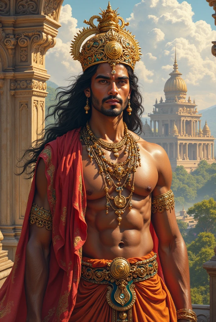 ((best quality)), ((masterpiece)), (detailed), Beautiful indian man , , ancient times , shingar